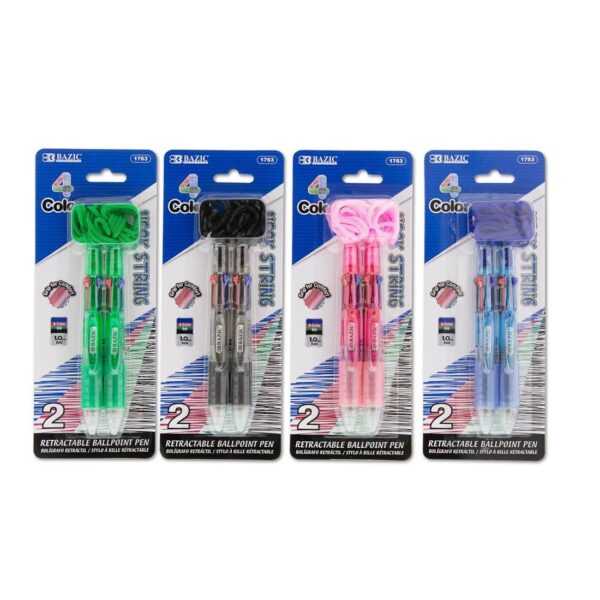 BAZIC 4-Color Neck Pen with Cushion Grip