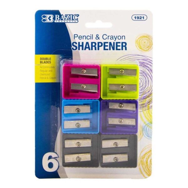 Bazic Double Blades Pencil & Crayon Sharpener