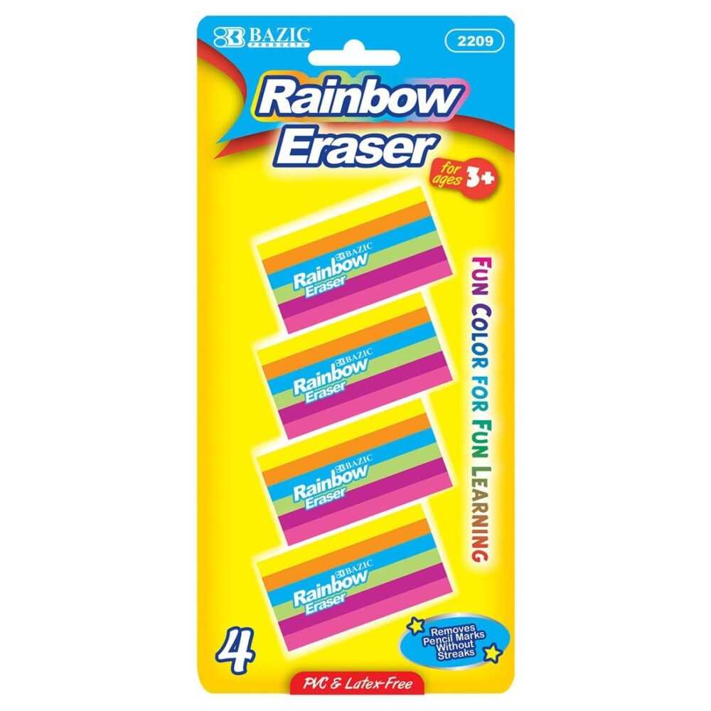 BAZIC Rainbow Eraser Set of 4