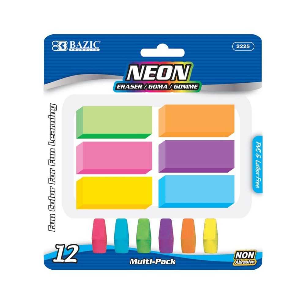 BAZIC Neon Eraser Sets Set of 12