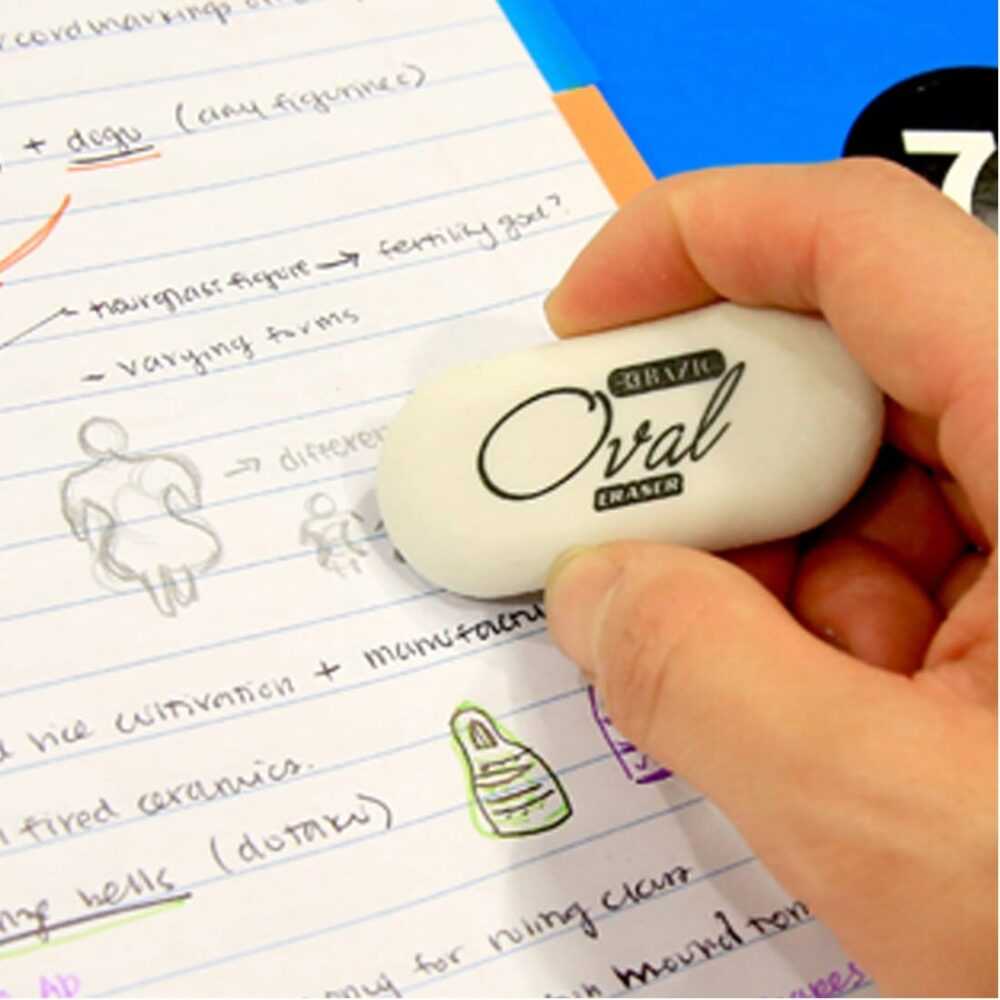 BAZIC White Oval Eraser Set of 4 - Image 2