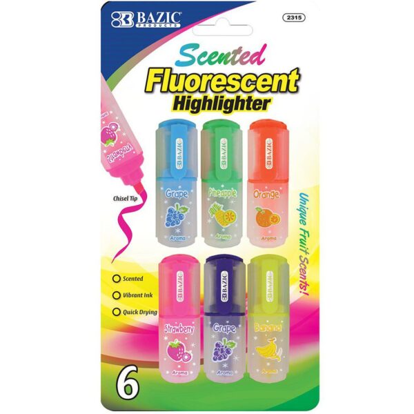 BAZIC Fruit Scented Mini Highlighters Set of 6