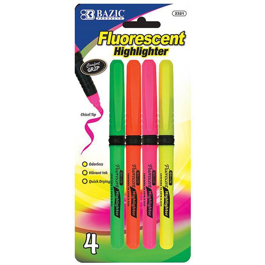 BAZIC Pen Style Fluorescent Highlighters
