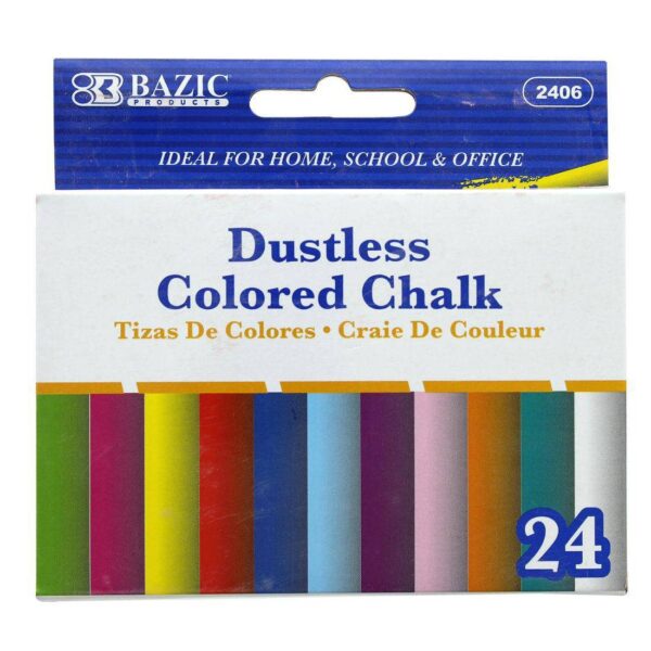 BAZIC Dustless Assorted Color Chalk