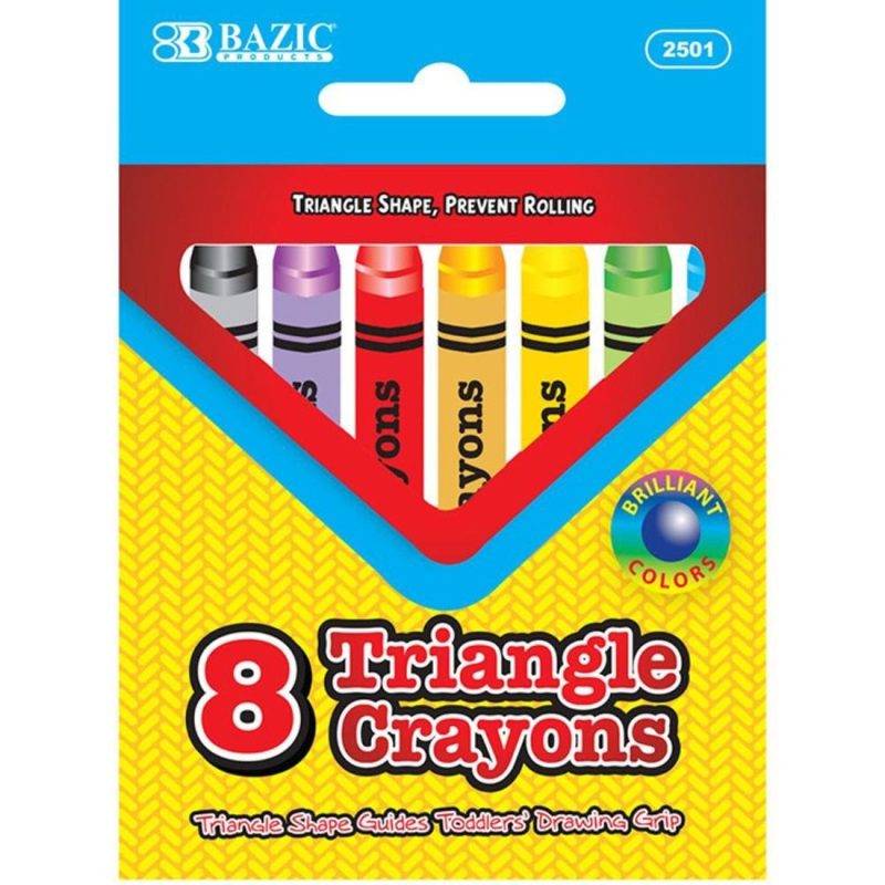 BAZIC 8 Color Premium Quality Super Jumbo Triangle Crayons