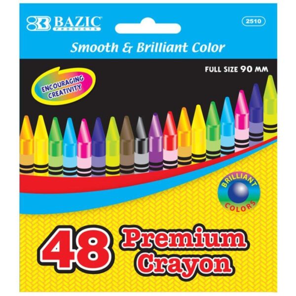 BAZIC 48 Count Premium Quality Color Crayons