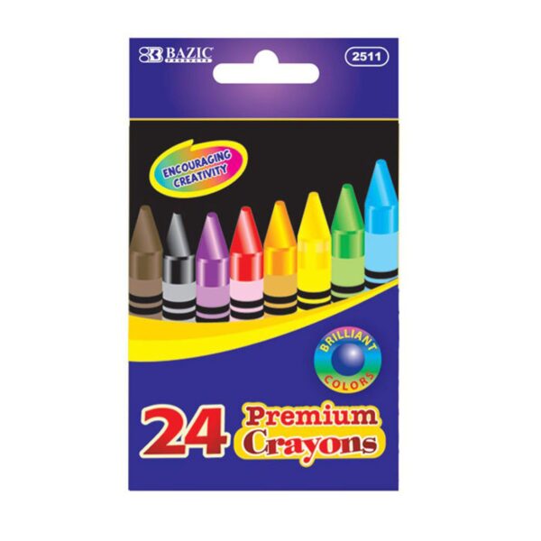BAZIC 24 Color Premium Quality Crayons
