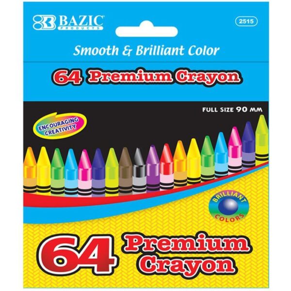BAZIC 64 Premium Quality Color Crayons