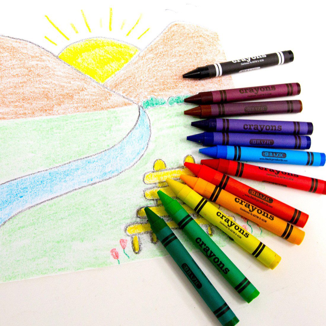 BAZIC 12 Color Premium Jumbo Crayons - Image 2