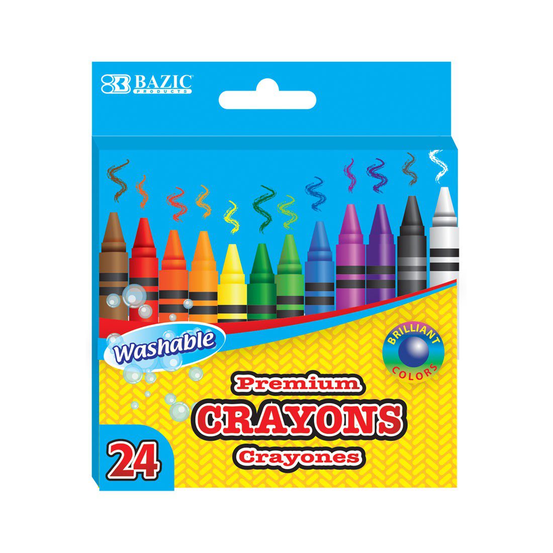 BAZIC 24 Color Washable Premium Crayons