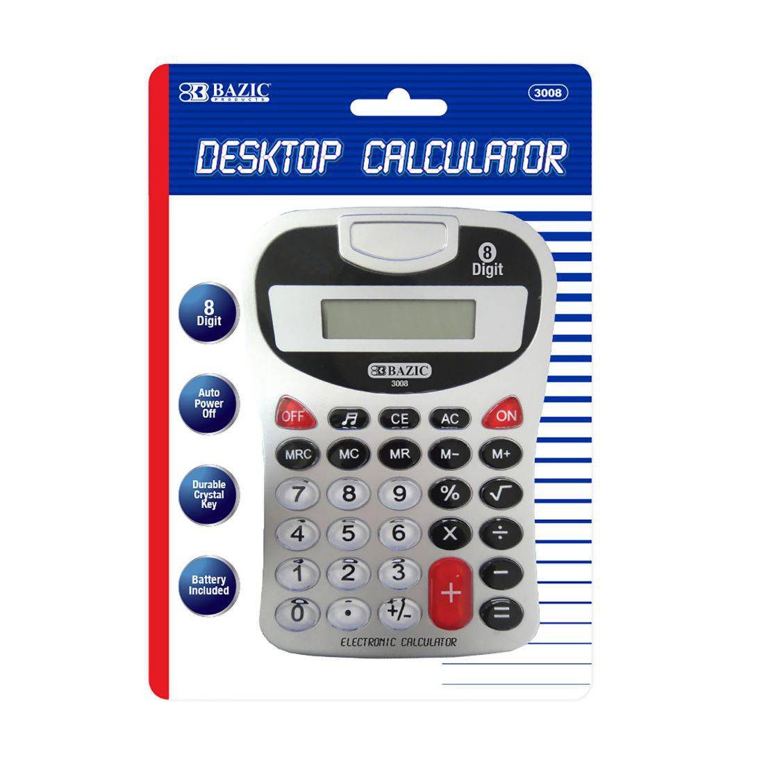 BAZIC Silver Desktop Calculator With Tone