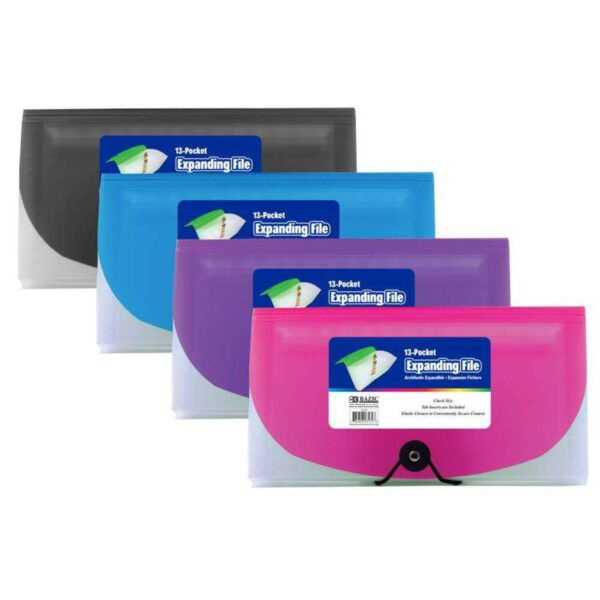 BAZIC 13-Pocket Check Size Poly Expanding File