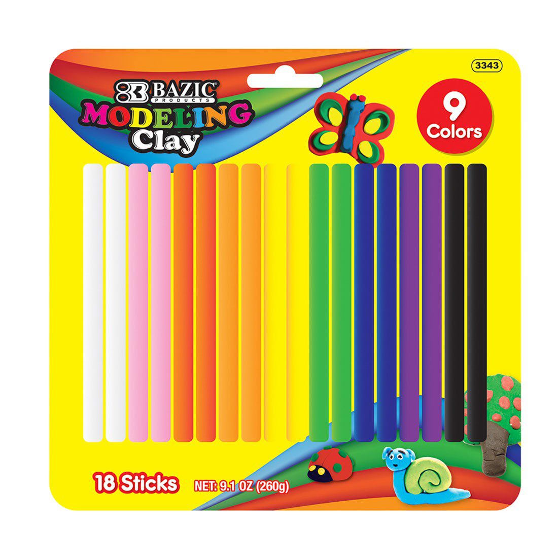 BAZIC 9 Colors 260g Modeling Clay Sticks