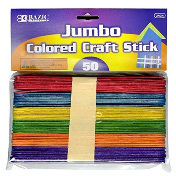 BAZIC Jumbo Colored Craft Stick 50 Per Pack