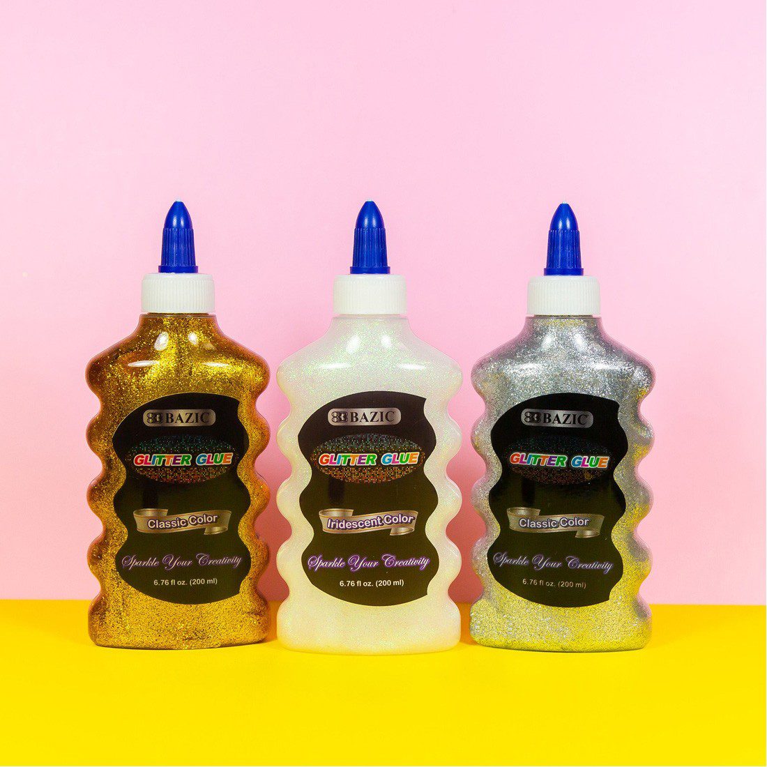 BAZIC 200 ml Silver/Gold/Iridescent Color Glitter Glue - Image 2