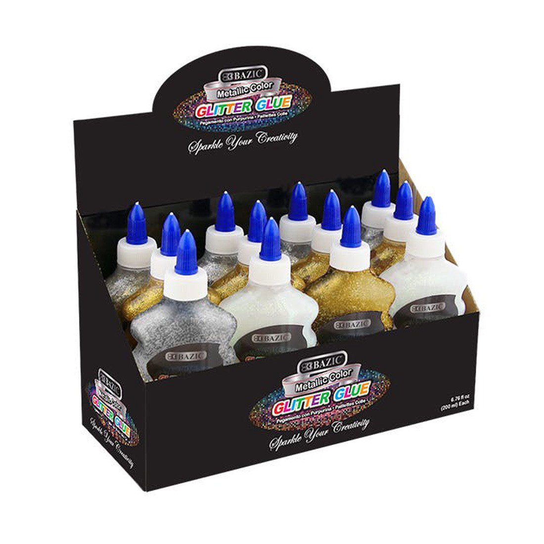 BAZIC 200 ml Silver/Gold/Iridescent Color Glitter Glue