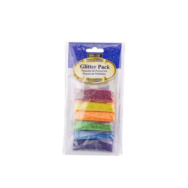 BAZIC Neon Color Glitter Pack Set of 6
