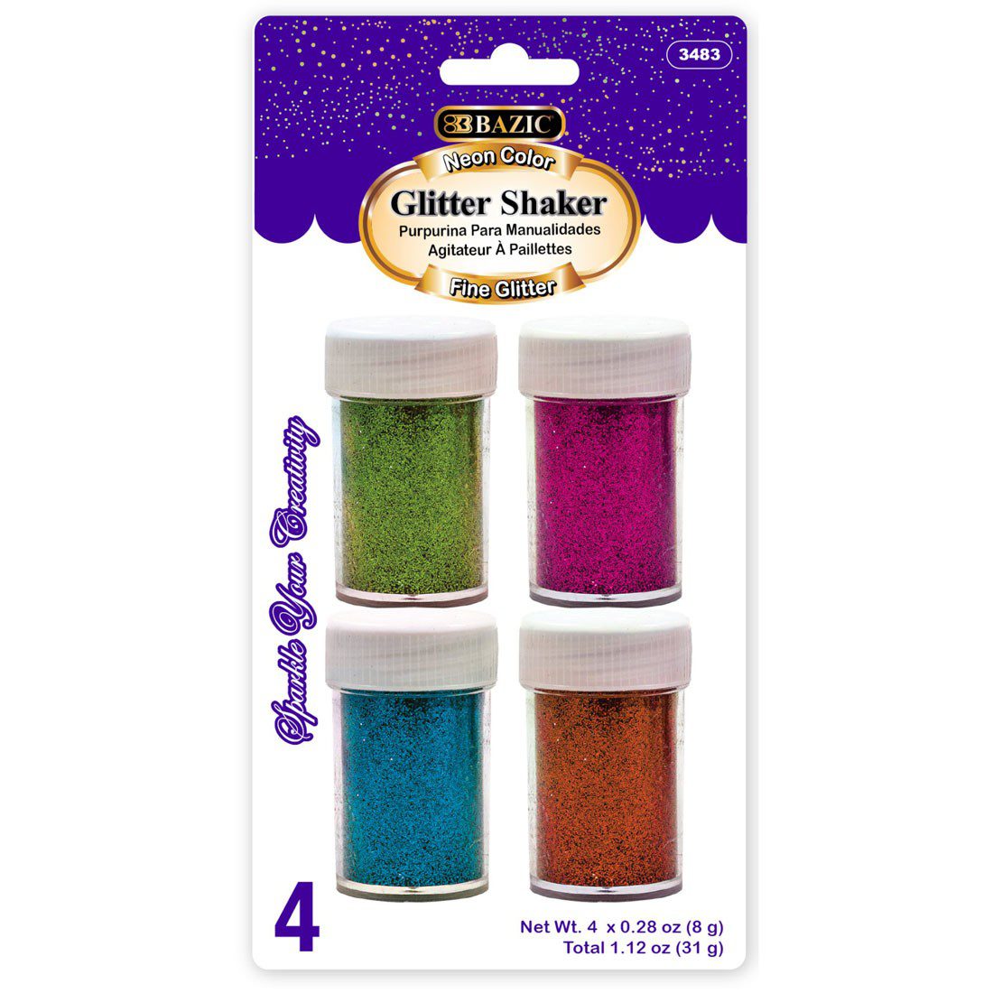 BAZIC 4 Neon Color Gliter Shaker