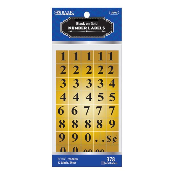 BAZIC Gold Foil Number Label