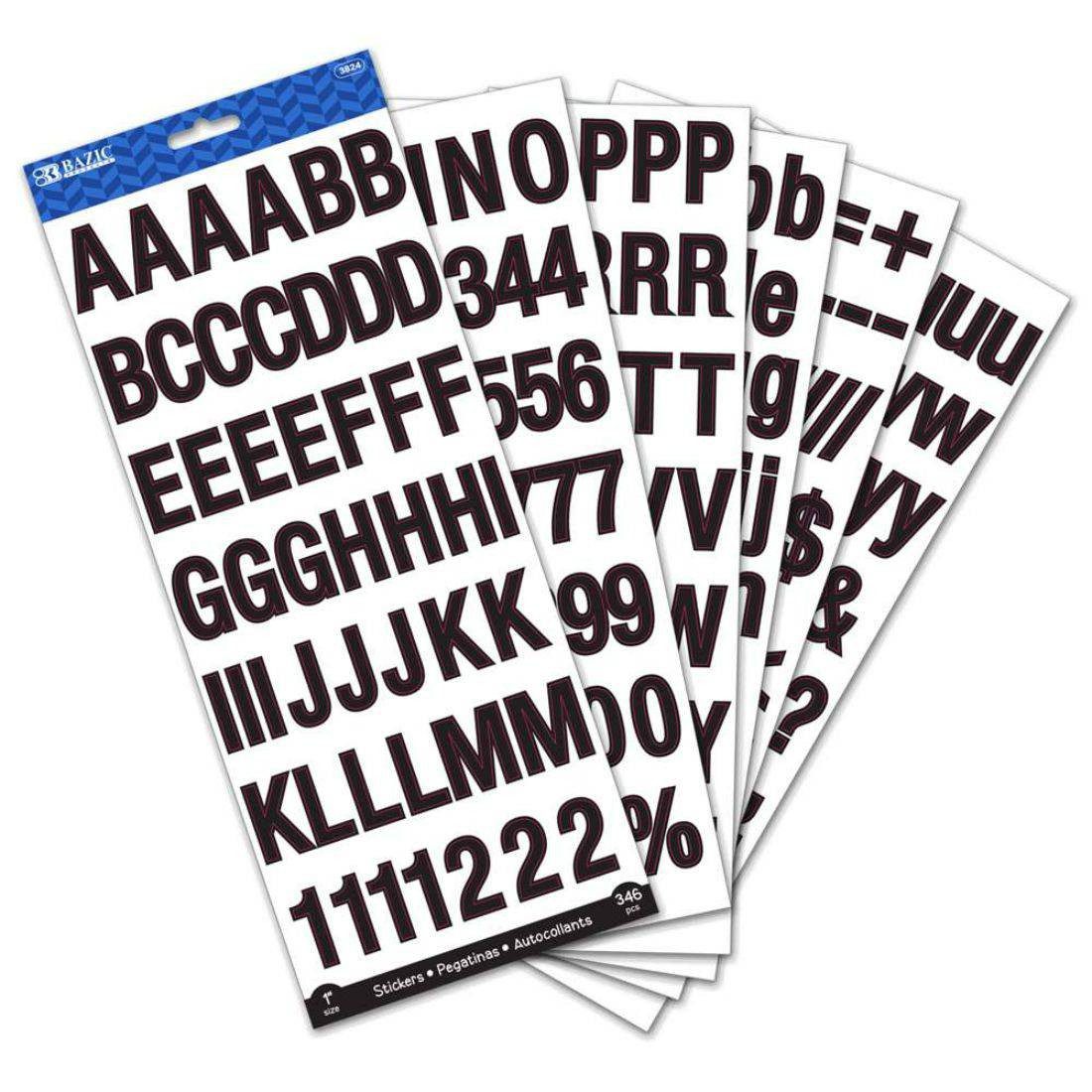 BAZIC Black Color Alphabet & Numbers Stickers