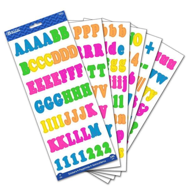 BAZIC Multicolor Alphabet & Numbers Stickers