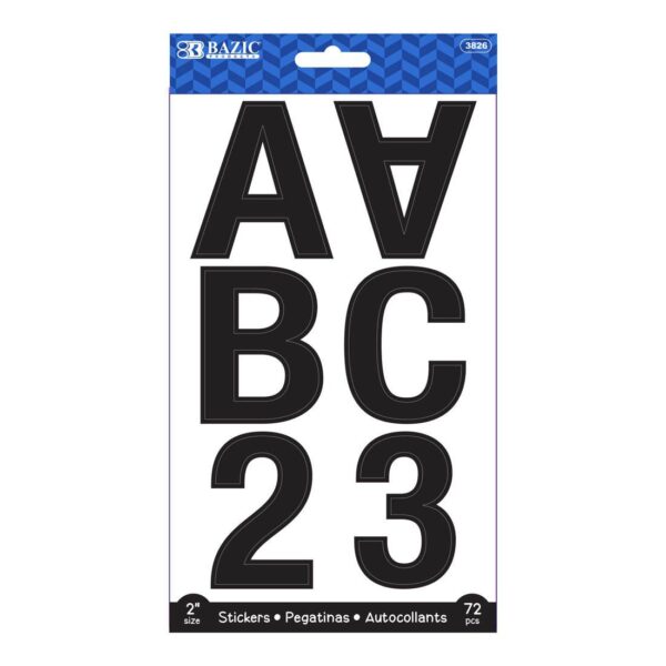 BAZIC Black Color Alphabet & Numbers Stickers