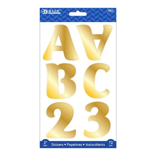BAZIC Gold Metallic Color Alphabet & Numbers Stickers