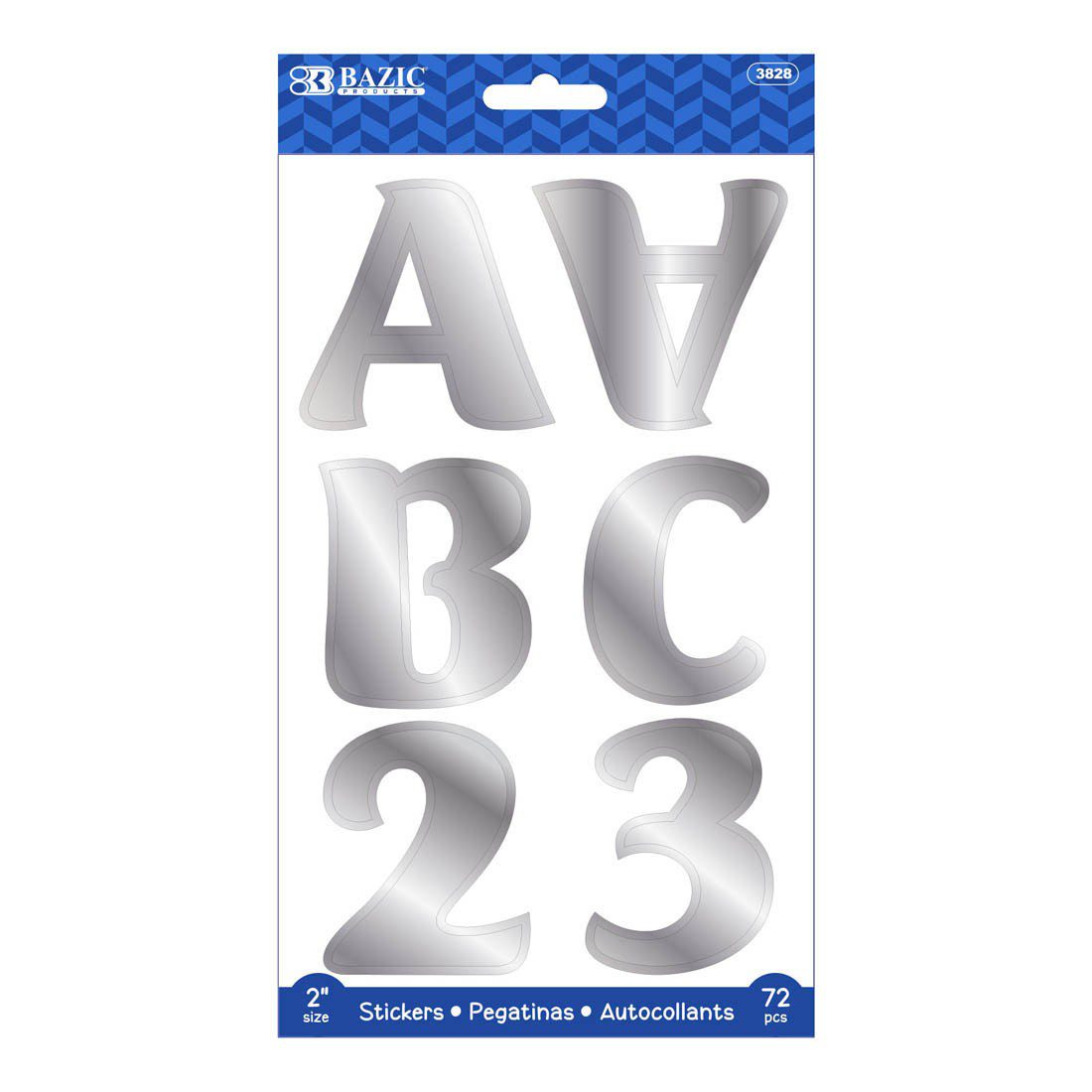 BAZIC Silver Metallic Color Alphabet & Numbers Stickers
