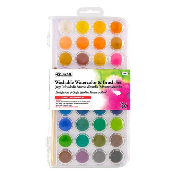 BAZIC 36 Washable Watercolor with Brush