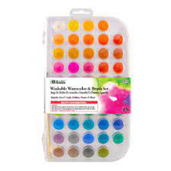 BAZIC 48 Washable Watercolor with Brush