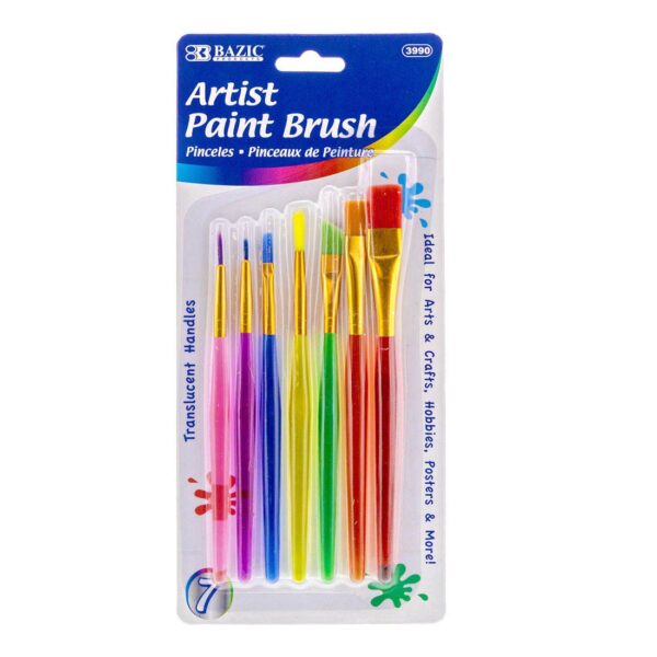 BAZIC Paint Brush with Translucent Handle Set
