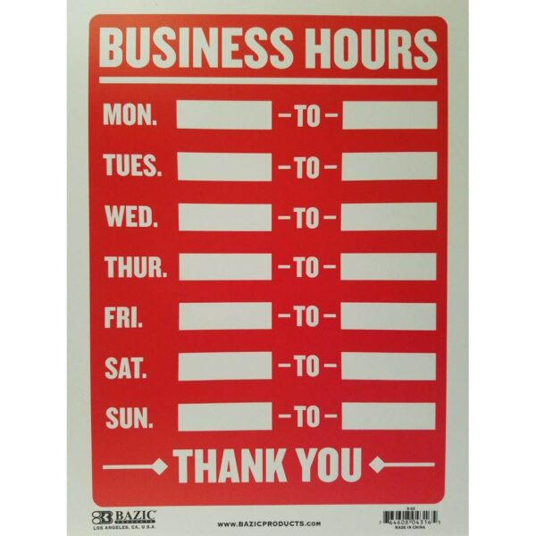 BAZIC Business Hours Sign