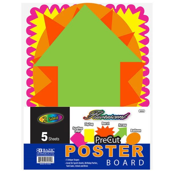 BAZIC Fluorescent Pre-Cut Poster Board Shapes