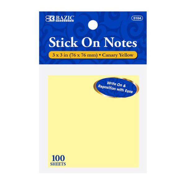 BAZIC Yellow Stick On Notes