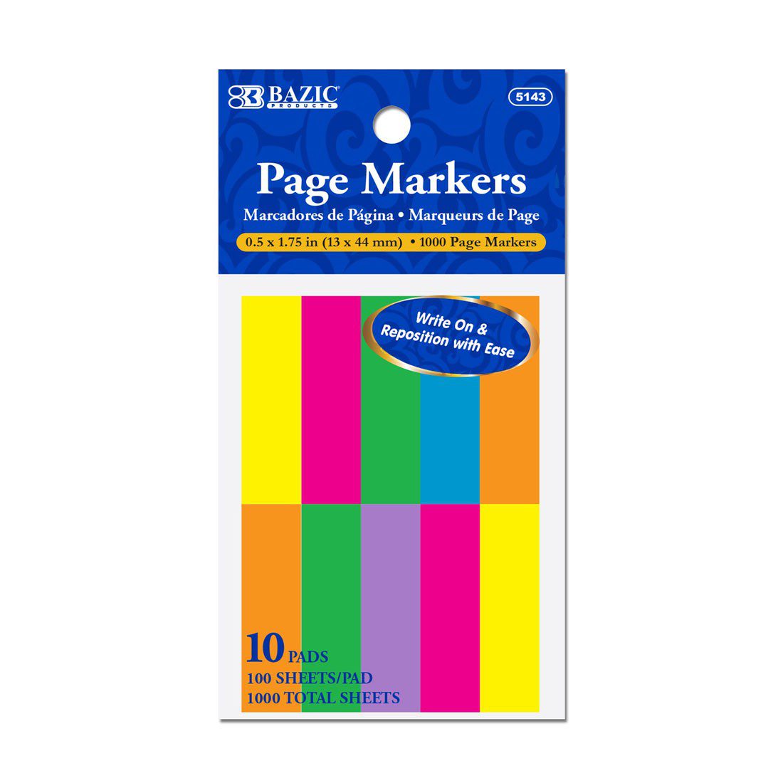 BAZIC Neon Page Marker Set of 10
