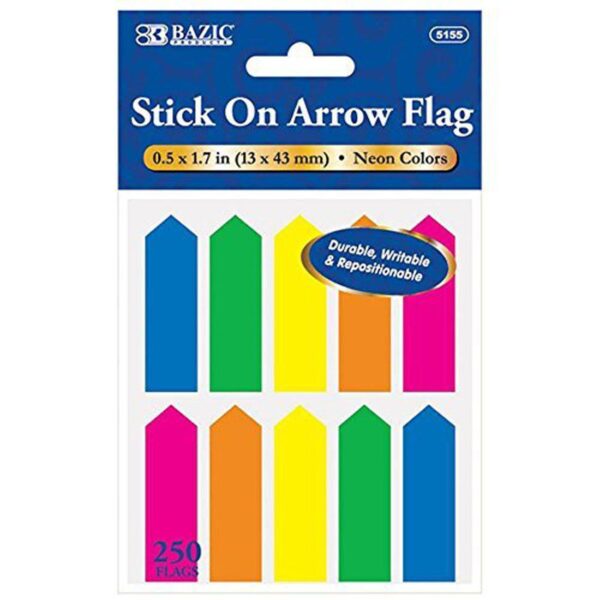 BAZIC Neon Color Stick On Flags Arrow Page Marker Index Tab Bookmark