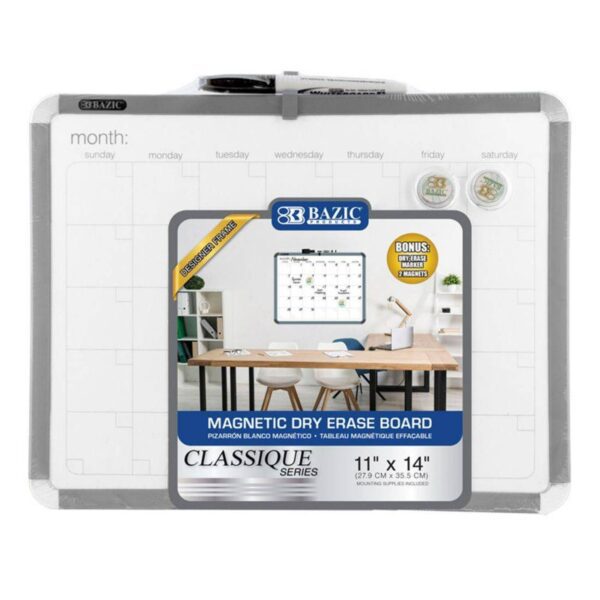 BAZIC Magnetic Dry Erase Calendar Board with Marker & 2 Magnets
