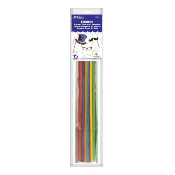 BAZIC Round Multi-Colored Wooden Dowel