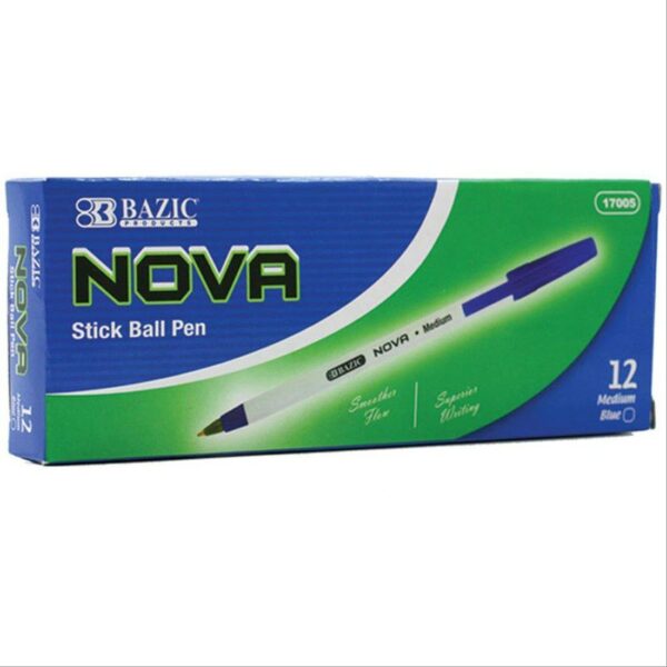 BAZIC Nova Blue Color Stick Pen Set of 12