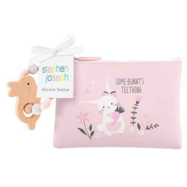 Stephen Joseph Silicone Teether With Pouch Bunny