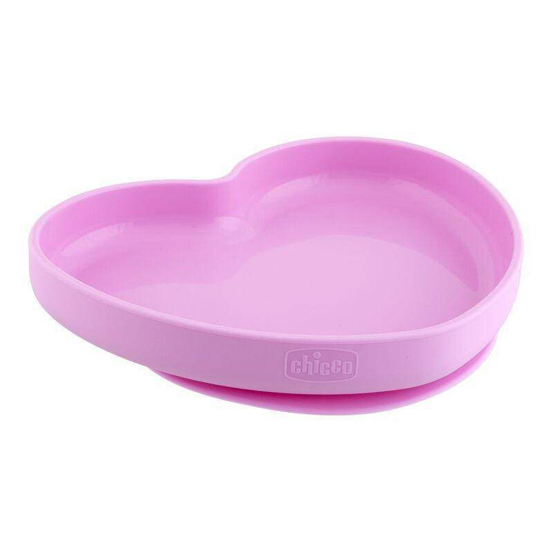 Chicco Easy Plate Silicone Suction Plate Heart Shaped 9M+ Pink - Image 2