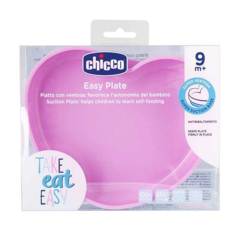 Chicco Easy Plate Silicone Suction Plate Heart Shaped 9M+ Pink