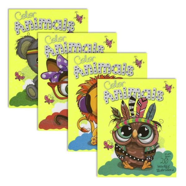 BAZIC Neon Glitter Animals Coloring Books