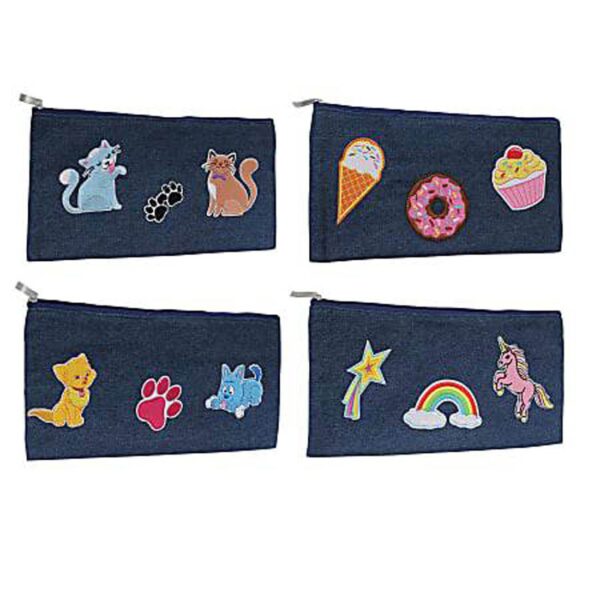 Inkology Patched Denim Pencil Pouch