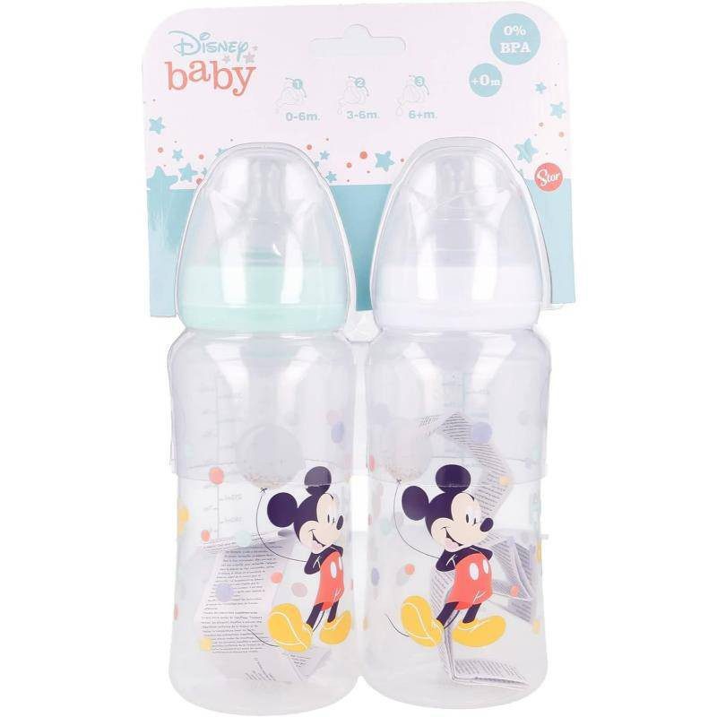 Stor Cool Like Mickey Wideneck Bottle Silicone Teat 3 Positions 360 Ml - Set of 2