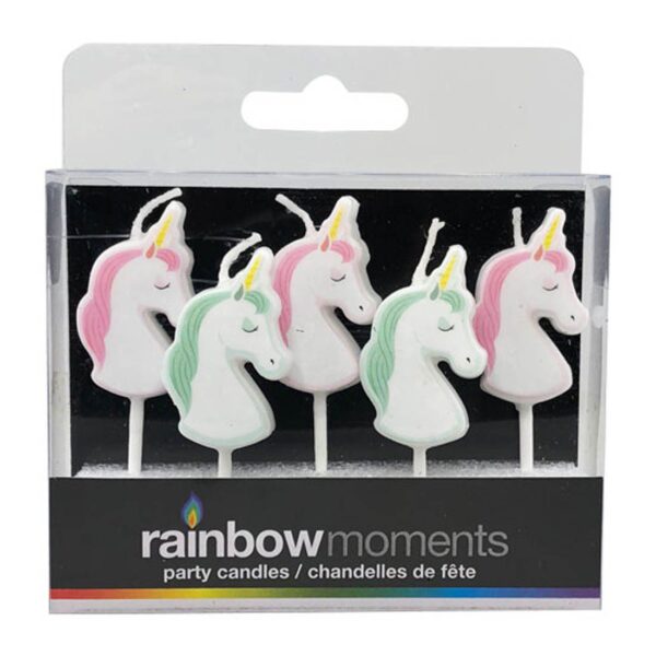 Rainbow Moments Unicorn Shaped Candles 5pcs