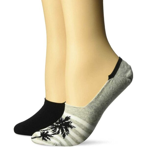 Hue Women's Liner Socks Pack of 2 - Black-GreyWhite