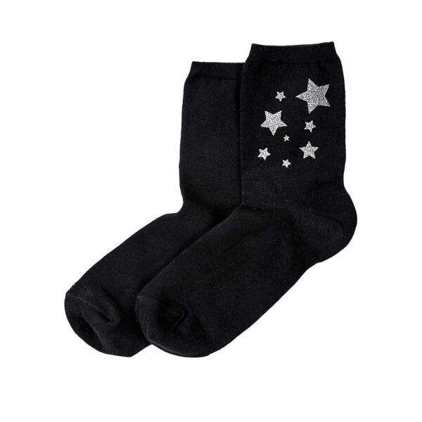 Hue Women's Black Metallic Shortie Socks Star - Black