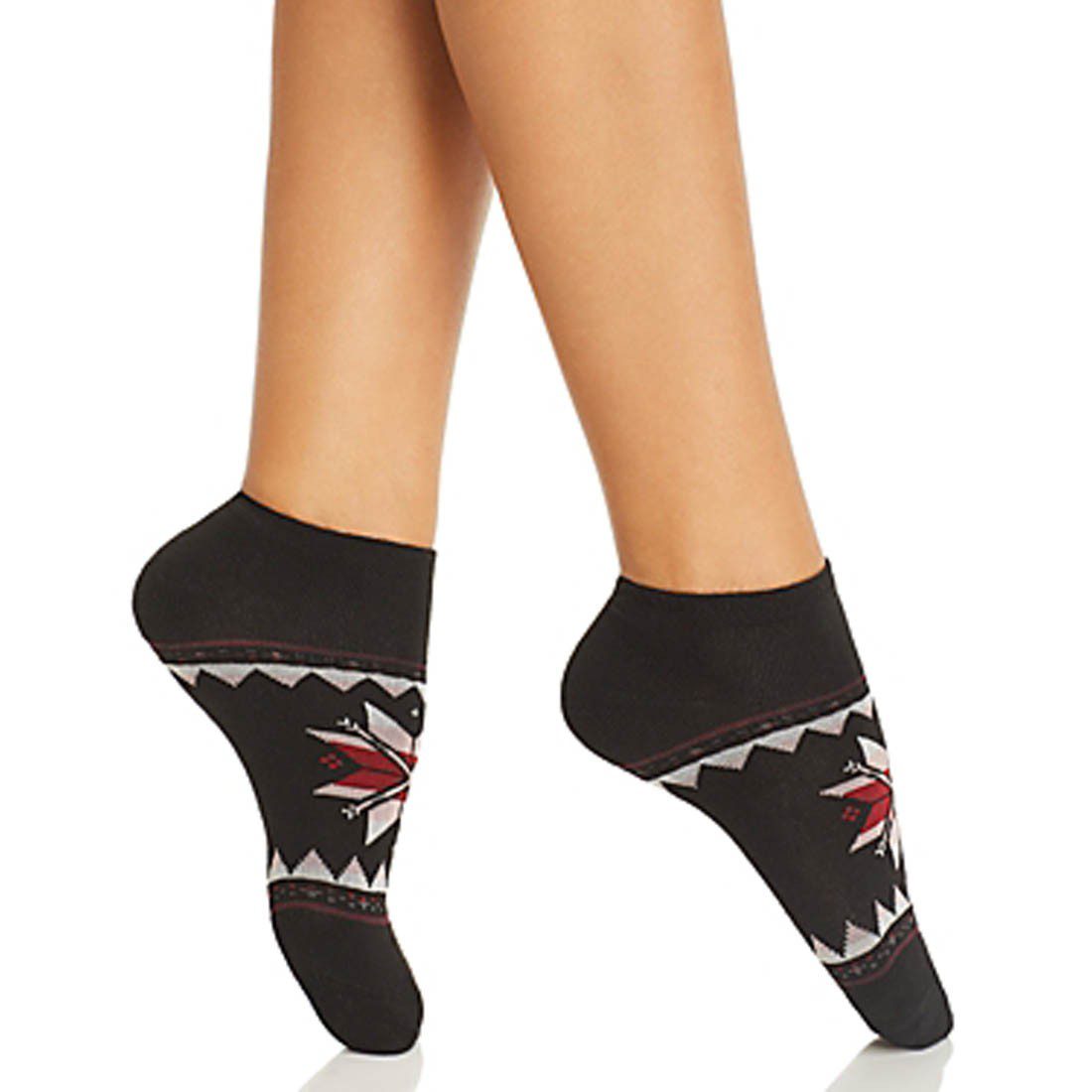Hue Super Soft Fair Isle Foot Liner Socks - Black
