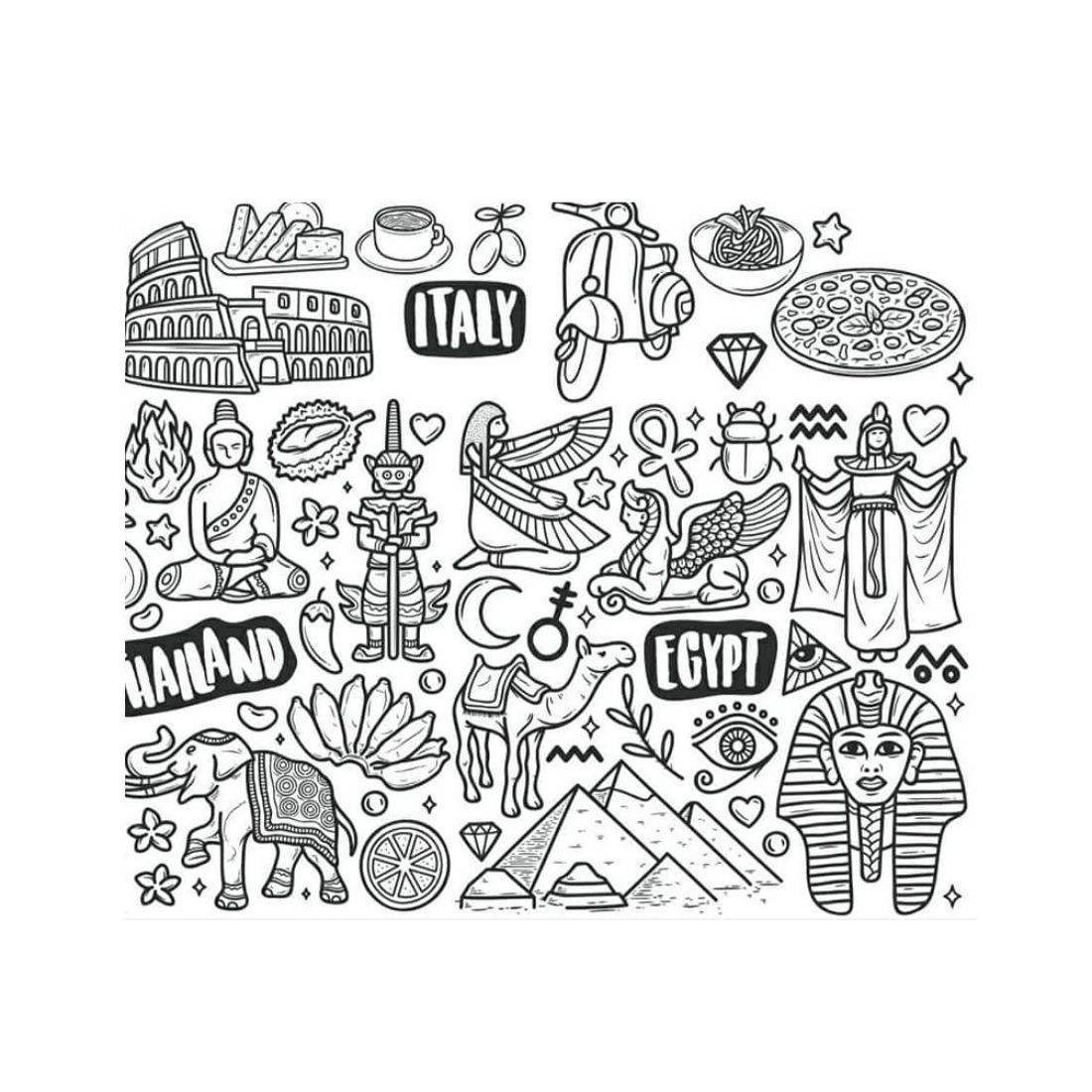 Noota Doodles Coloring Posters Countries